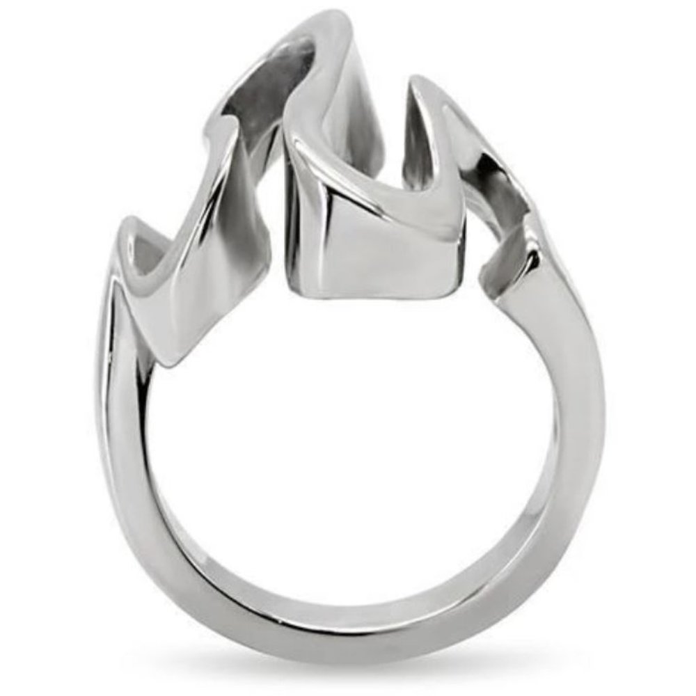 Modern Curvy Statement Ring Stainless Steel High Polished Women's - Picture 12 of 14